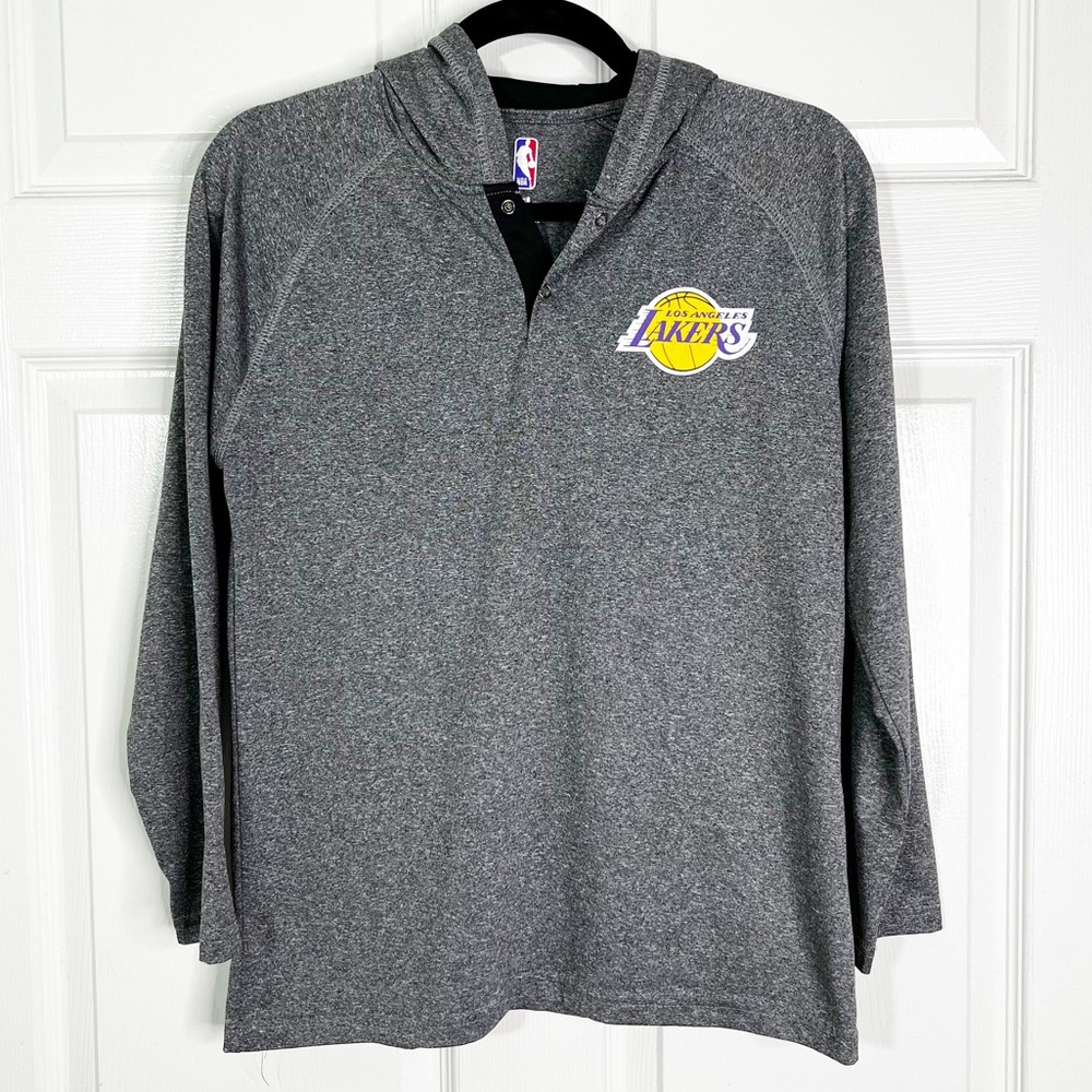 NBA Los Angeles Lakers 1/4 Snap Long Sleeve Pullover Athletic Shirt Boy’s Sz XL